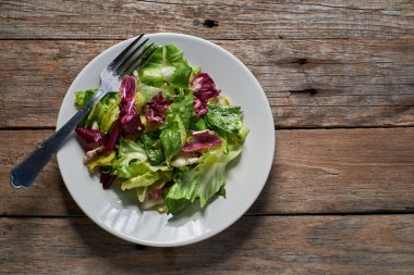 Kırsal ahşap salata ve fotokopi alanı, üst görünüm