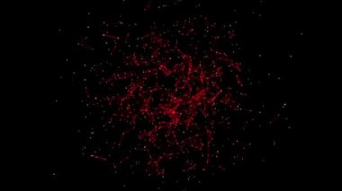 Noktaları ve çizgileri hareket ettiren soyut dijital bağlantı. Teknoloji pleksi. Üç boyutlu kusursuz döngü. 4K