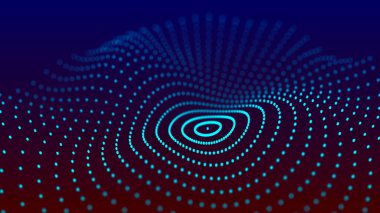 Parlak dalgalı bir arka plan. Soyut dinamik parçacık dalgası. Büyük veri. 3d oluşturma