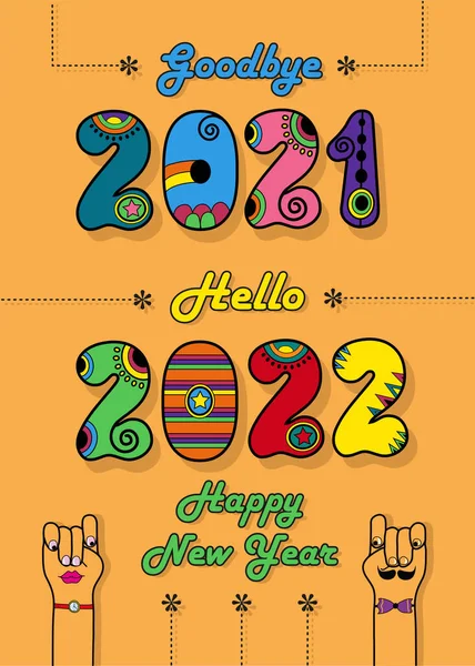 Αντίο 2021 Γεια Σου 2022 Καλή Χρονιά Ντίσκο Πολύχρωμο Αριθμούς — Φωτογραφία Αρχείου