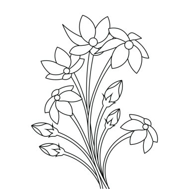 Çiçek boyama kitabı için siyah beyaz sayfa