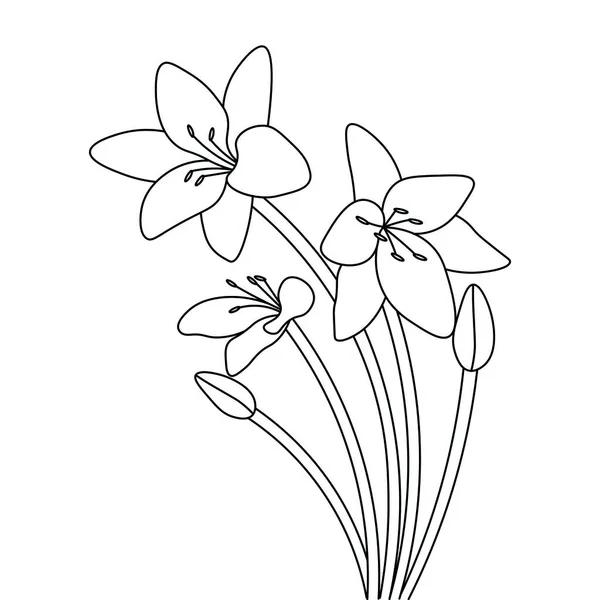 Plantilla Página Para Colorear Ilustración Flor Tropical Sobre Fondo Aislado — Vector de stock
