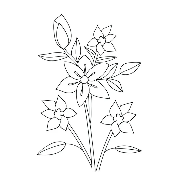 Schizzo Fiore Colorazione Pagina Wildflower Elemento Illustrazione Artistica — Vettoriale Stock