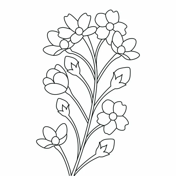 Декоративный Цветок Ручная Иллюстрация Раскраски Страницы Изолированы Белом Фоне — стоковый вектор