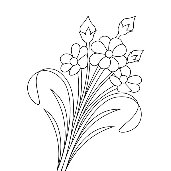 Цветы Раскраски Страницы Иллюстрации Набросок Рисунок Дизайн Цветочной Раскраски Книги — стоковый вектор