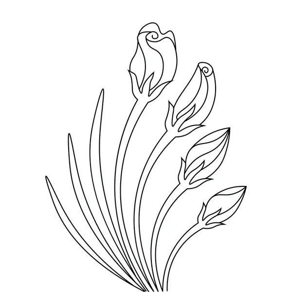 Hibiscus Fleur Bourgeon Coloriage Page Pour Livre Ligne Art Design — Image vectorielle