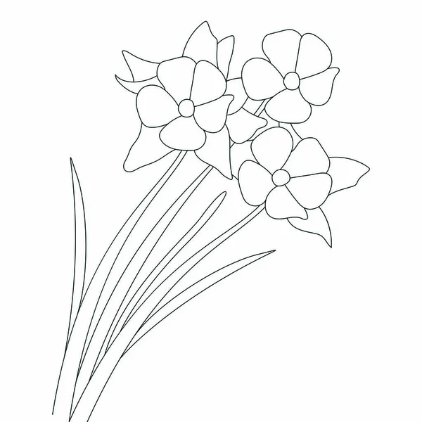 Silueta Esquema Stock Ilustración Flor Para Colorear Página — Vector de stock