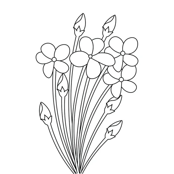 Esboço Linha Desenho Arte Design Para Flores Colorir Página Ilustração —  Vetores de Stock