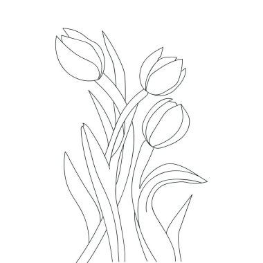 Renklendirme sayfası için çiçek hatları biçimlendirilmiş çizim çizimi