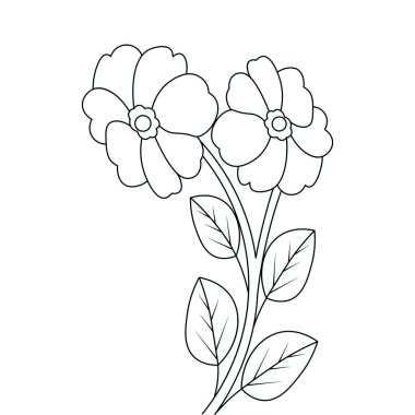 Çiçeklerin Düz Vektör Resim Kitabı Sayfası Siyah ve beyaz soyut