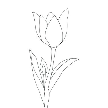 çiçek vektörü illüstrasyon sayfasını boyayan çocuklar için çizgi sanat tasarımı