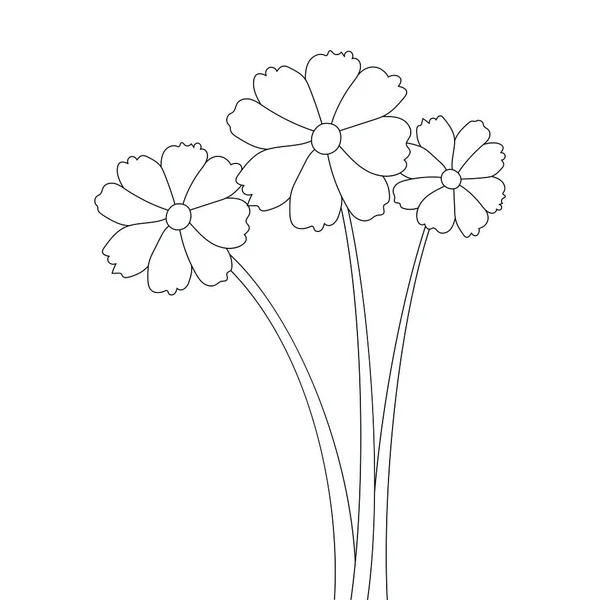 Flor Pétalo Vector Contorno Estacional Flor Ilustración Gráfico — Vector de stock