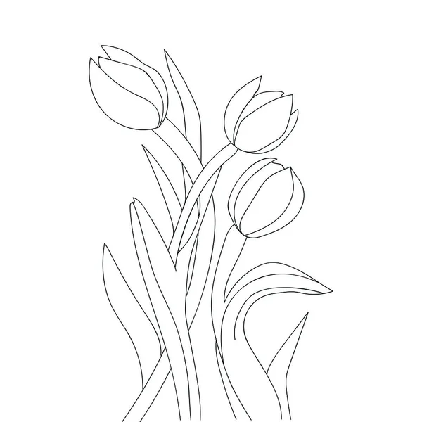 Esquisse Fleur Contour Stylisé Ligne Art Dessin Pour Coloriage — Image vectorielle