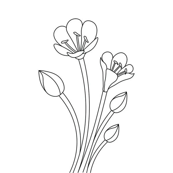 Flores Dibujadas Mano Siluetas Florales Negras Del Diseño Página Del — Vector de stock