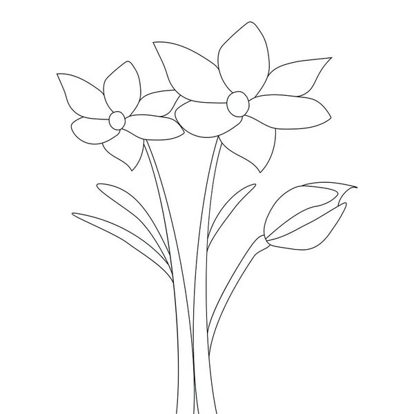 Flower Vector Illustration Coloring Page Line Art Design Kids Coloring — 스톡 벡터