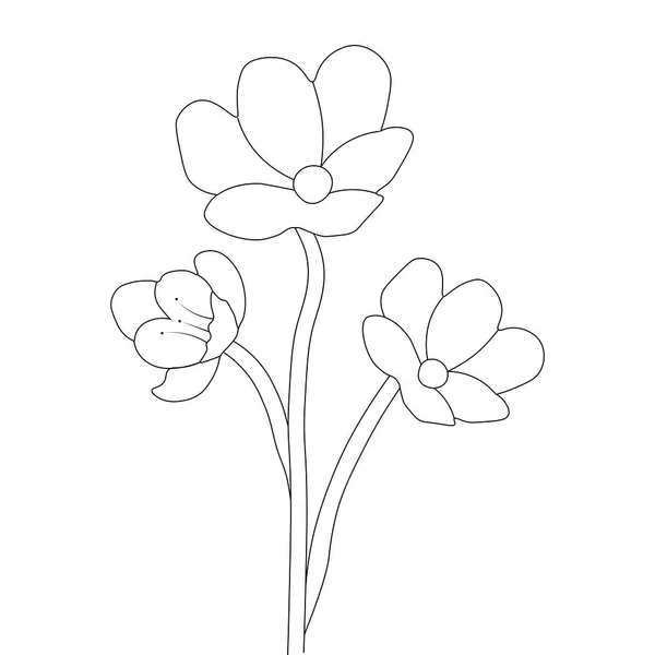 Ilustração Flor Vetorial Isolado Fundo Branco Para Colorir Página Livro —  Vetores de Stock