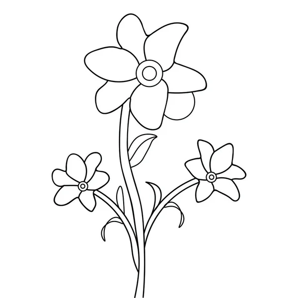Black White Line Art Design Flower Coloring Page Kid Book — ストックベクタ