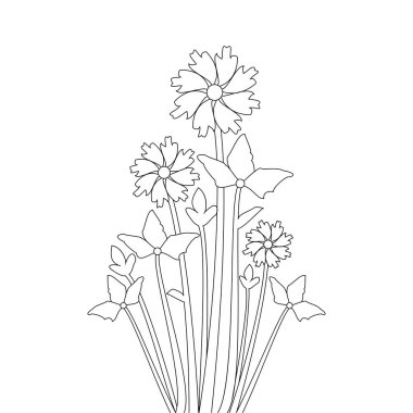 Çiçek elli, çiçek açan taç yapraklı baskı sanatının şablonunu çizdi