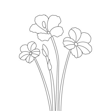 Çocuk boyama sayfası vektörü için çiçek tasarımı çizimi.