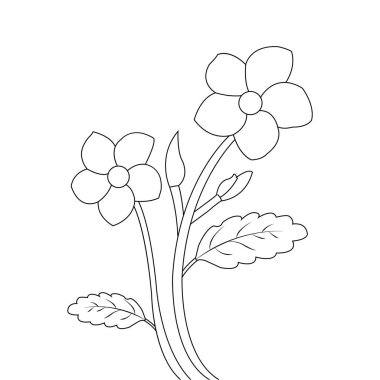 Çocuk boyama sayfası vektör tasarımı elementi için çiçek çizgisi çizimi