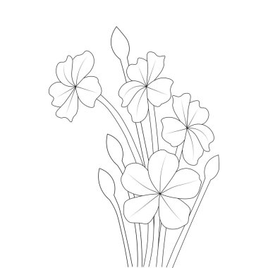 Çocuklar için doğrusal anahat renklendirme sayfasının çiçek çizimi