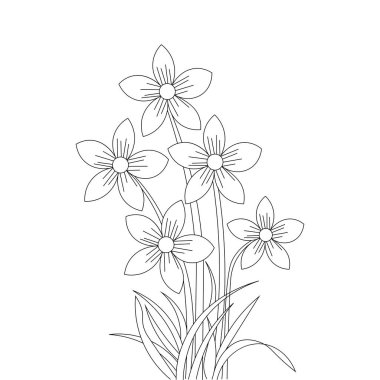 hand drawn blooming vector artwork of flower sketch coloring page