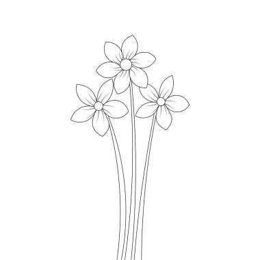 Çiçek boyama sayfasının güzel bir çizimi