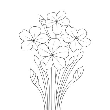 Çocuklar için doğrusal anahat renklendirme sayfasının çiçek çizimi