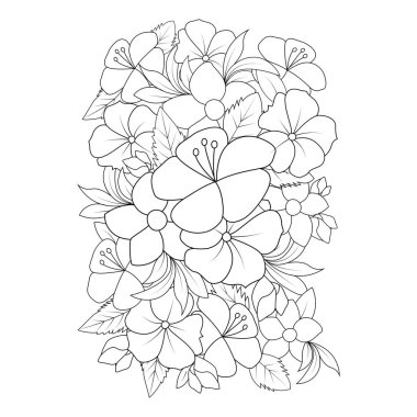 Rahatlama karalama sayfa boyama çiçek yaratıcı çizgi sanat tasarımı illüstrasyonu