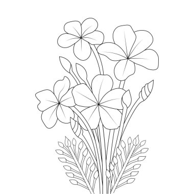 Kalem çizgisi, çiçek boyama sayfası ve çocuklar için güzel bir çizim.