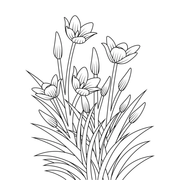 Цветок Ретро Цветок Цветок Ребенка Раскраски Страницы Изолированный Элемент Белом — стоковый вектор
