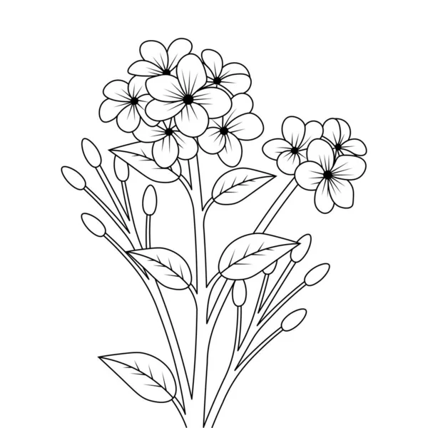Flower Coloring Page Line Art Collection Graphic Element Vector — Stockvektor