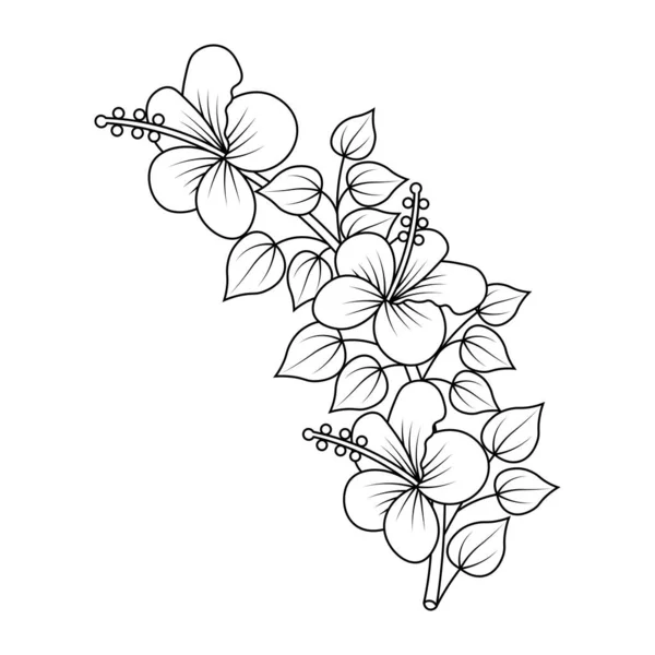 Blossom Line Stroke Decoration Flower Template Line Art Illustration — Vector de stock