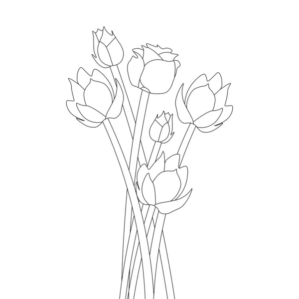 Creative Kid Activities Flower Coloring Page Hand Drawn Artwork Collection — Vettoriale Stock