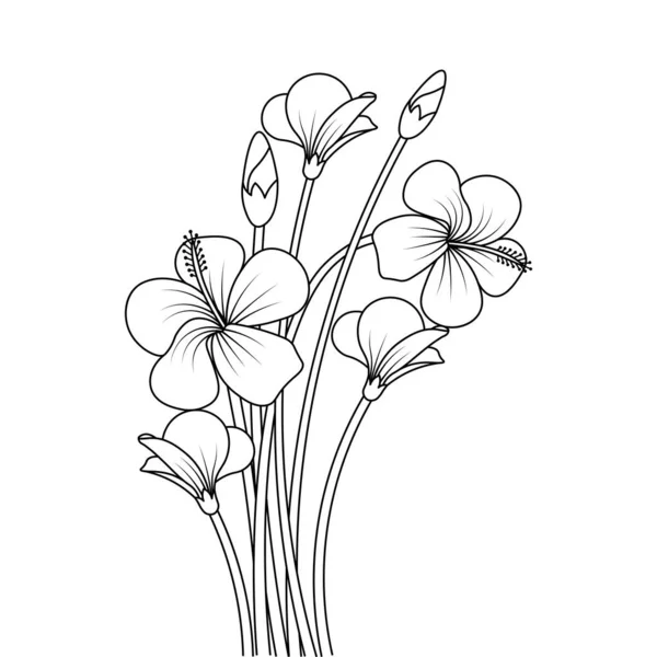 Flor Flor Brote Para Colorear Página Relajación Antiestrés Para Plantilla — Vector de stock