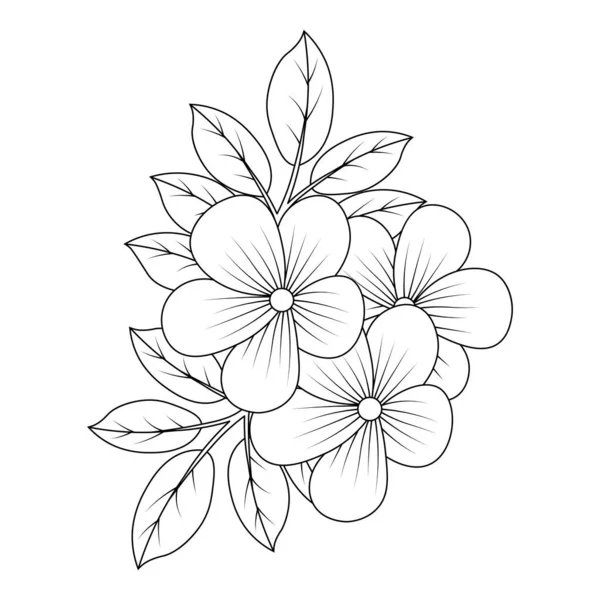 Flower Coloring Page Relaxation Antistress Print Template — ストックベクタ