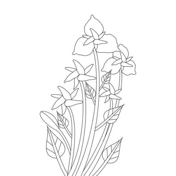 Natural Coloring Page Flower Illustration Line Drawing Artwork — Vetor de Stock