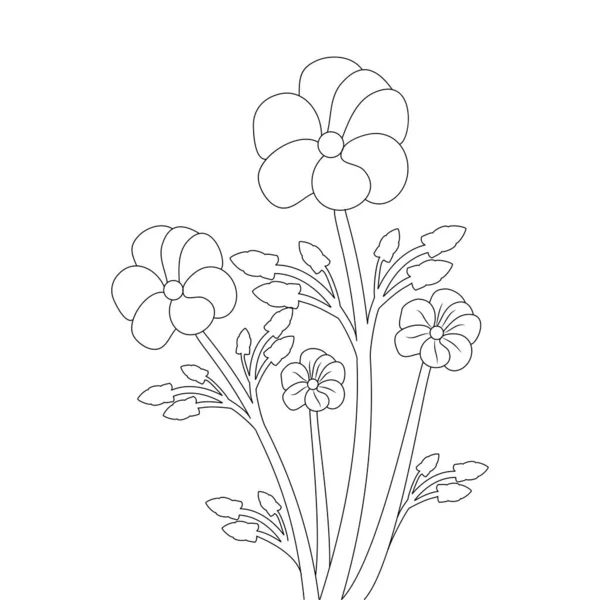Blossom Flower Coloring Page Artwork Line Drawing Kids Educational Clipart — Stockvektor