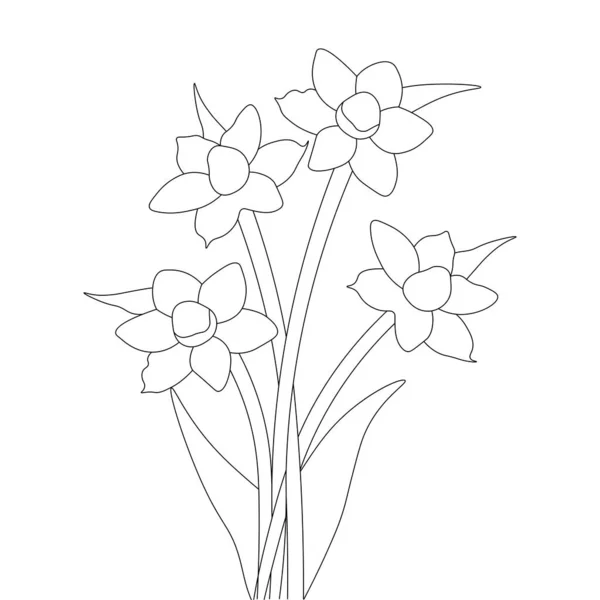 Graphical Line Art Design Flower Illustration Coloring Page — Stok Vektör