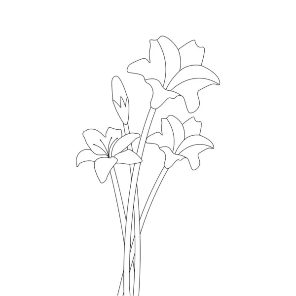 Element Coloring Page Flower Design Decorative Blooming Petal Illustration - Stok Vektor