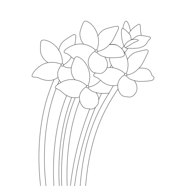 Vinobraní Květinový Ručně Kreslený Vektorový Prvek Zbarvení Stránky Květinový Design — Stockový vektor