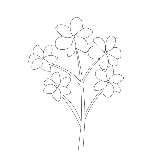 Niños Flor Para Colorear Página Ilustración Silueta Flor Botánica Aislada — Vector de stock