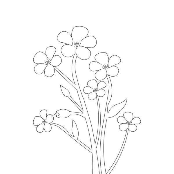 Blossom Petal Graphic Element Flower Coloring Page Illustration Design - Stok Vektor