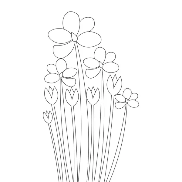 Blossom Petal Graphic Element Flower Coloring Page Illustration Design — Stok Vektör