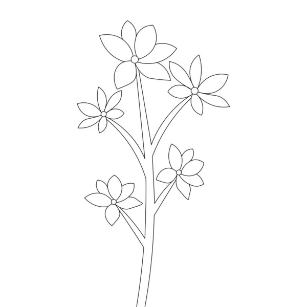 Stem Drawing Flower Coloring Page Illustration Object Graphic Element - Stok Vektor