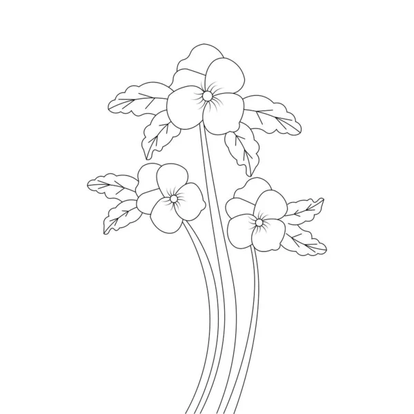 Stem Drawing Flower Coloring Page Illustration Object Graphic Element — Vector de stock