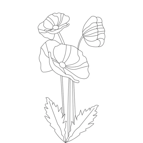 Silhouette Illustration Graphic Botanical Object Outline Line Art Flower Design — Vector de stock
