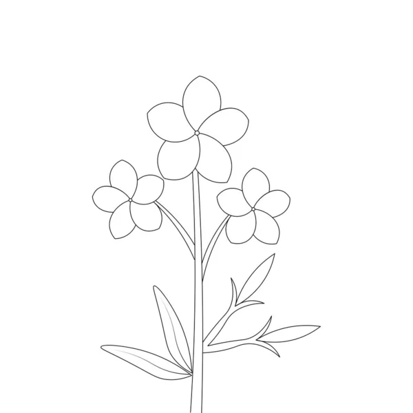 Flowers Isolated Coloring Page Drawing Kids Line Art Activities — Wektor stockowy