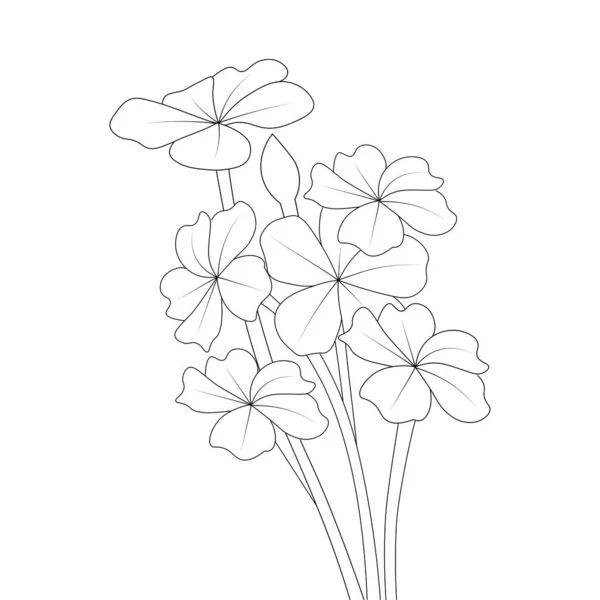 Gardening Blooming Flower Illustration Linear Outline Coloring Page Kids —  Vetores de Stock