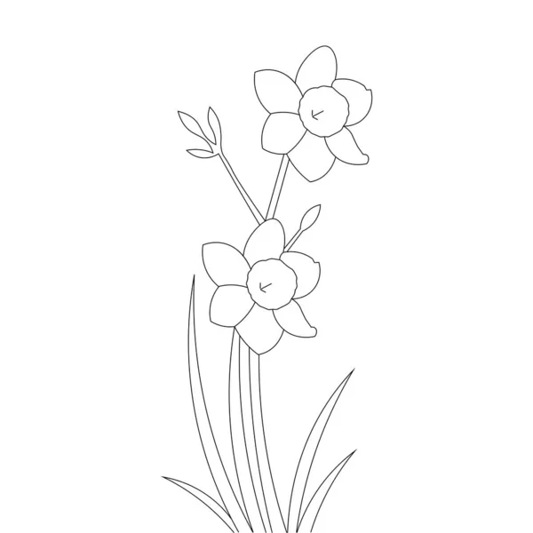 Ilustraciones Vectoriales Página Para Colorear Bosquejo Flor Hierba Botánica — Vector de stock